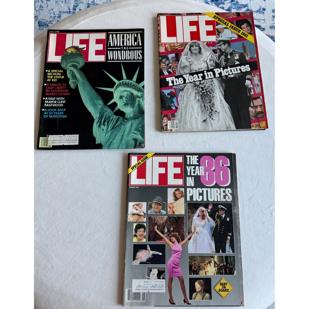 LIFE Magazine Collection Three Vintage Issues Year in Pictures Statue of Liberty